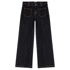 Donkere Wassing Bootcut Jeans met Geplooid Detail