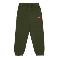 Donkergroene katoenen sweatpants geborduurd logo