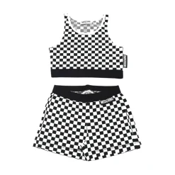 Elastische Set met All-Over Ruitjesprint