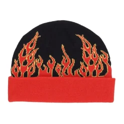 Flame Beanie Kinder Muts Zwart/oranje