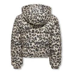 Freewear Print Puffer Jas in Silver Mink/Leo