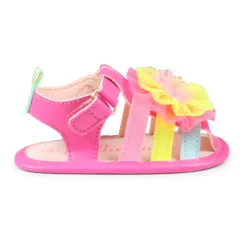 Fuchsia Eco-Lederen Ruffle Sandalen