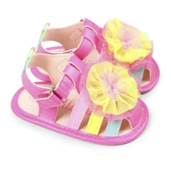 Fuchsia Eco-Lederen Ruffle Sandalen