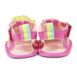 Fuchsia Eco-Lederen Ruffle Sandalen