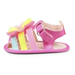Fuchsia Eco-Lederen Ruffle Sandalen
