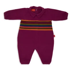 Fuchsia Fleece Romper met Gestreepte Band