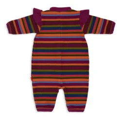 Fuchsia Gestreepte Fleece Romper