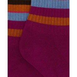 Fuchsia Gestreepte Katoenen Korte Sokken