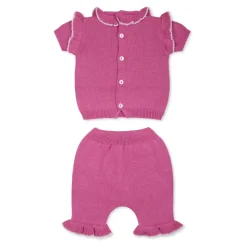 Fuchsia Katoenen Geboorte Set Trui Broek