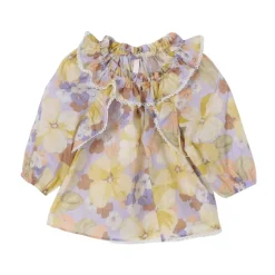 Gebloemde Blouse met Ruches en Kant