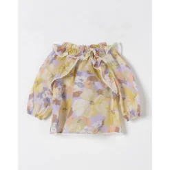 Gebloemde Blouse met Ruches en Kant