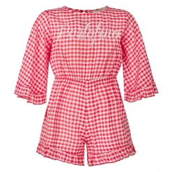 Geborduurde jumpsuit met korte mouwen