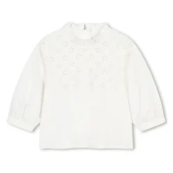 Geborduurde witte blouse