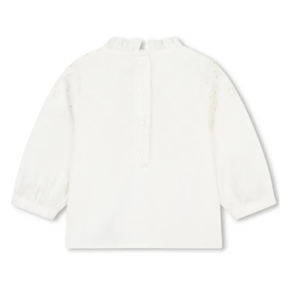 Geborduurde witte blouse