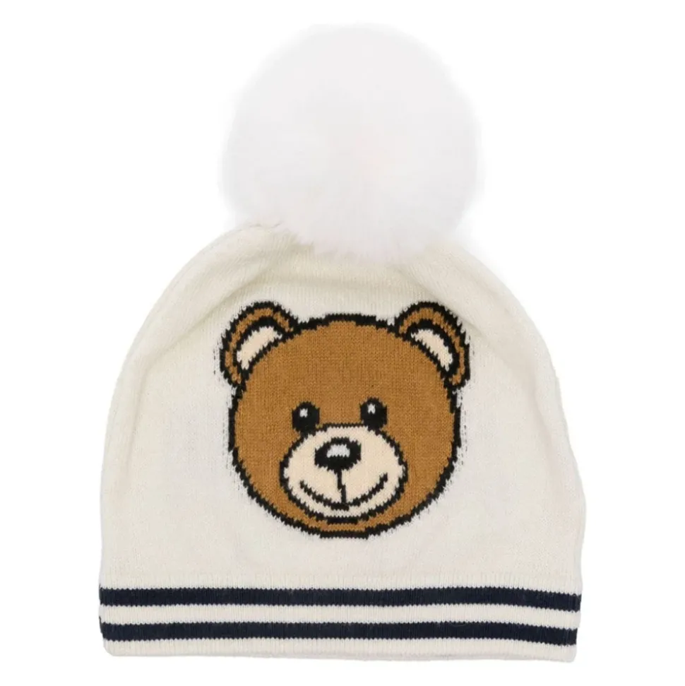 Gebreide muts met pompon en Teddy-logo