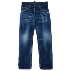 Gedekte blauwe rechte jeans met scheuren - 642 Jean
