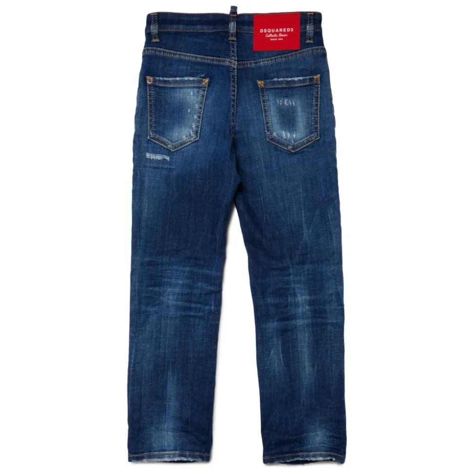 Gedekte blauwe rechte jeans met scheuren - 642 Jean