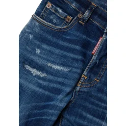 Gedekte blauwe rechte jeans met scheuren - 642 Jean