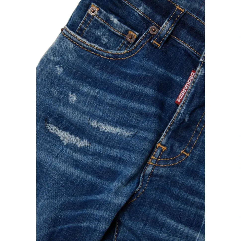 Gedekte blauwe rechte jeans met scheuren - 642 Jean