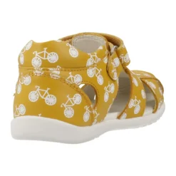 Gele Fietsprint Klittenbandsandalen