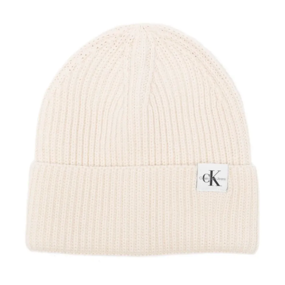 Geribbeld Logo Beanie Hoed in Grijs