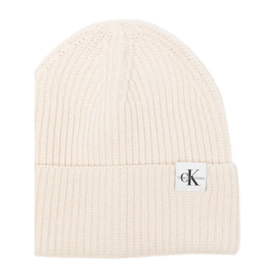 Geribbeld Logo Beanie Hoed in Grijs