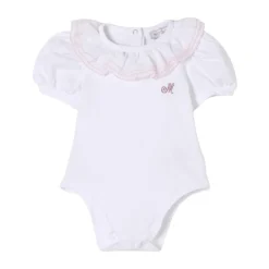 Gerimpelde kraag geborduurd rompertje voor baby's