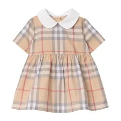 Geruite katoenen jurk met bloeiers