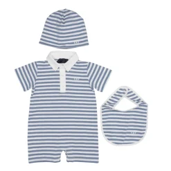 Gestreept katoenen romperset met borduurwerk