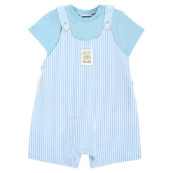 Gestreepte Dungarees met Teddy Bear Patch