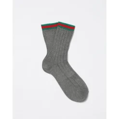 Gestreepte wollen blend crew sokken