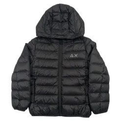 Gewatteerde capuchon kinderjas zwart