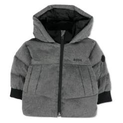 Gewatteerde Grijze Donsjas met Capuchon