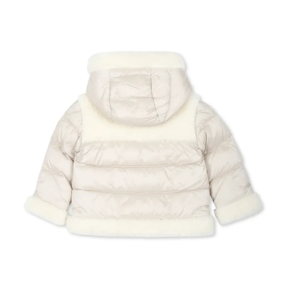 Gewatteerde Ivoor Donsjas met Shearling