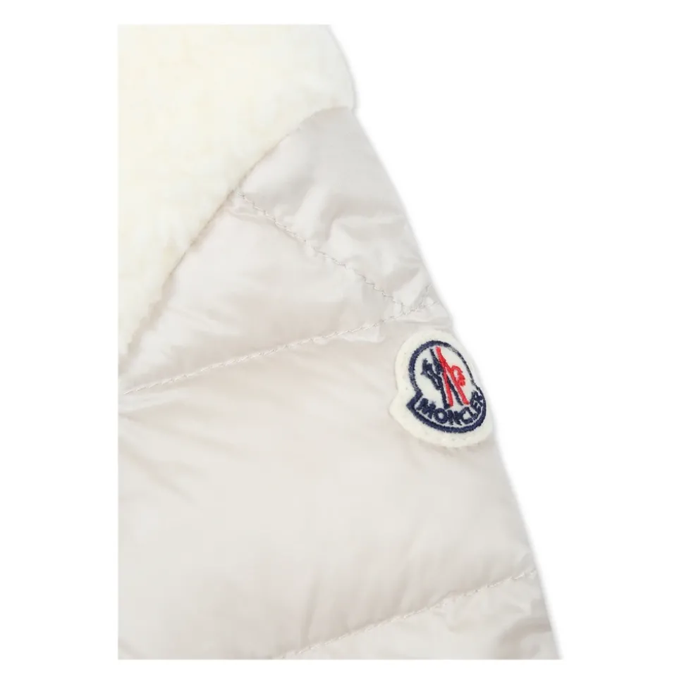 Gewatteerde Ivoor Donsjas met Shearling