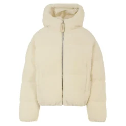 Gewatteerde Ivoor Shearling Donsjas