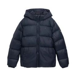 Gewatteerde jas met capuchon in effen kleur