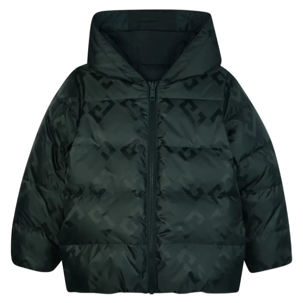 Gewatteerde Kinderen Groene Jas met Capuchon