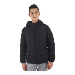 Gewatteerde Nylon Fullzip Jas met Capuchon