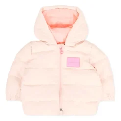 Gewatteerde Roze Jas met Capuchon