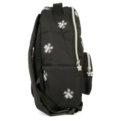 Gewatteerde Zwarte Bloemenprint Rugzak