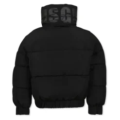 Gewatteerde Zwarte Crop Donsjas