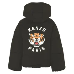 Gewatteerde Zwarte Donsjas met Tijger