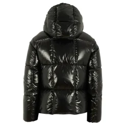 Gewatteerde Zwarte Donsjas met Capuchon