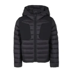 Gewatteerde zwarte donsjas met capuchon