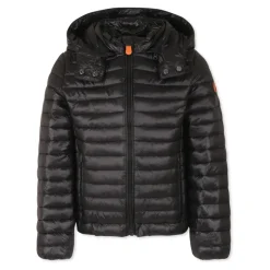 Gewatteerde Zwarte Donsjas met Capuchon