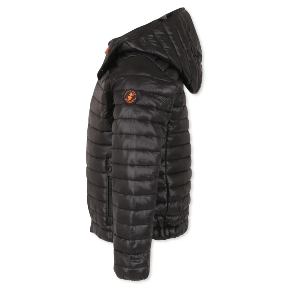 Gewatteerde Zwarte Donsjas met Capuchon