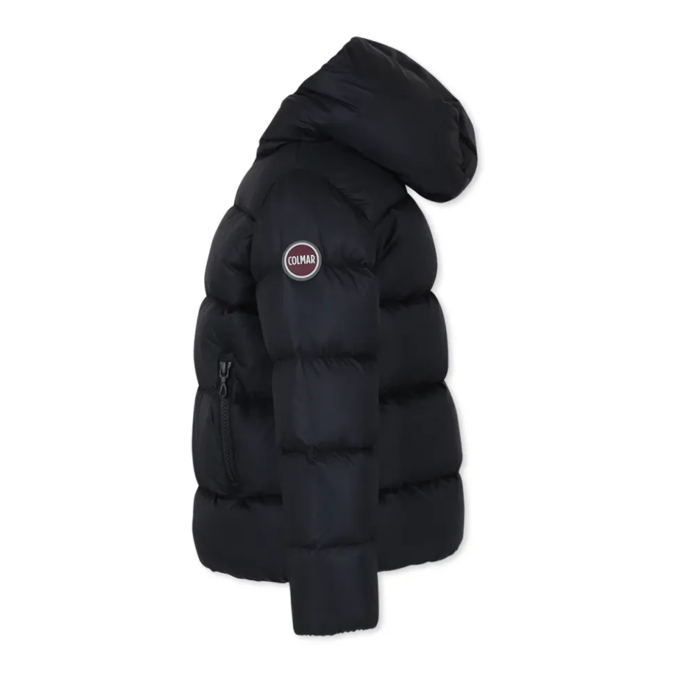 Gewatteerde Zwarte Donsjas met Capuchon