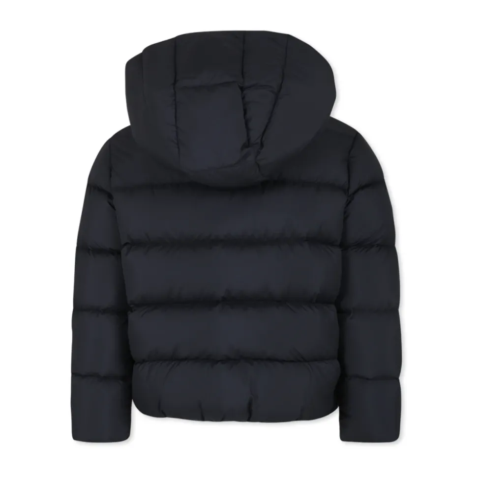 Gewatteerde Zwarte Donzen Jas met Capuchon