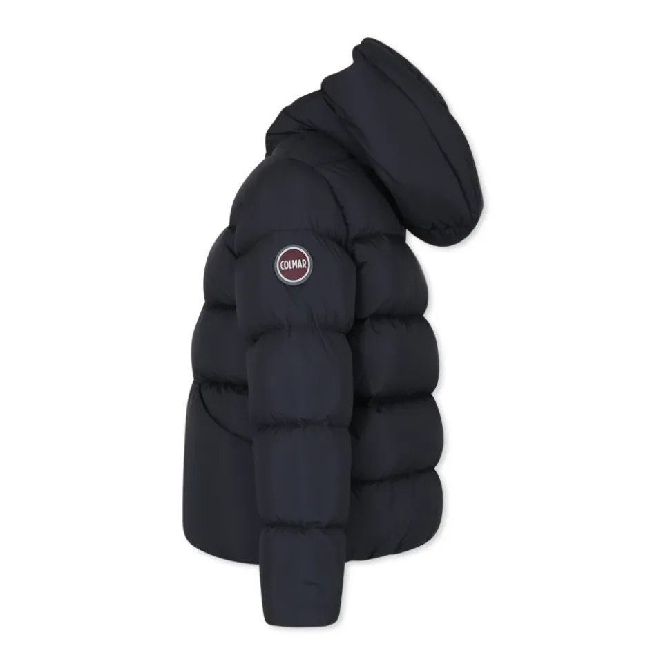 Gewatteerde Zwarte Donzen Jas met Capuchon